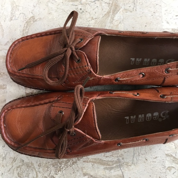 Vintage Brown Leather Boat Shoe Moccasin Low Heel Lace Up New Size 8.5-8 - Picture 5 of 8